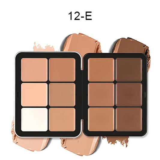 12-Color Iron Box Concealer Blush Cream Matte Highlight Contour Makeup All-In-One Palette Contouring Makeup Wholesale