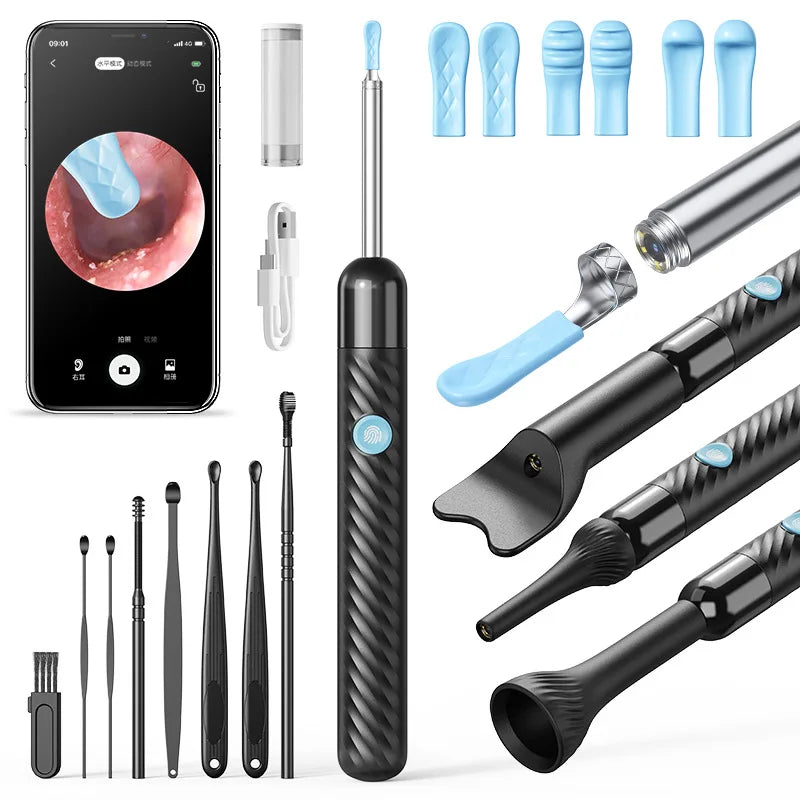 Wireless Ear Wax Removal with Camera Rechargeable Ear Cleaner HD Check Camera with Ear Spoon Set Canal Clean