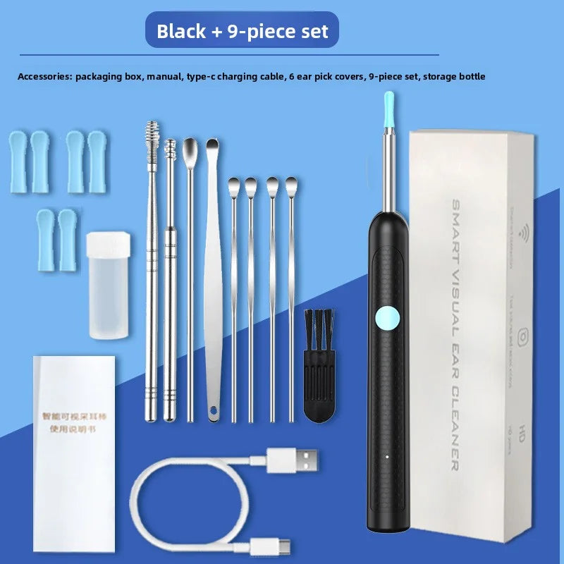 Wireless Ear Wax Removal with Camera Rechargeable Ear Cleaner HD Check Camera with Ear Spoon Set Canal Clean