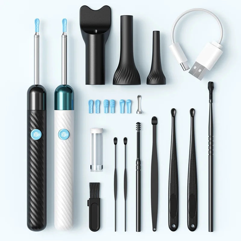 Wireless Ear Wax Removal with Camera Rechargeable Ear Cleaner HD Check Camera with Ear Spoon Set Canal Clean