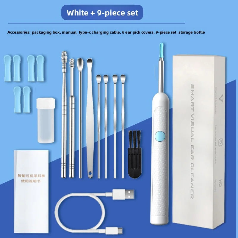 Wireless Ear Wax Removal with Camera Rechargeable Ear Cleaner HD Check Camera with Ear Spoon Set Canal Clean